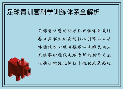 足球青训营科学训练体系全解析